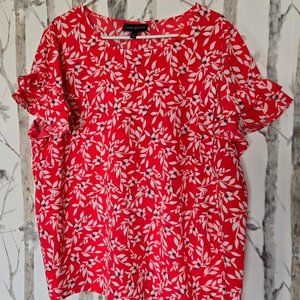 Lane Bryant Short Sleeve Flutter Crew Neck Top Opal Vines 18